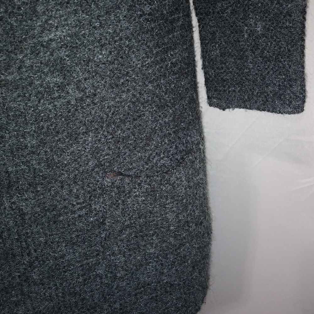 Sioni M Gray Burled Knit Long Open Front Cardigan - Picture 3 of 8